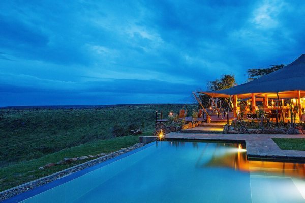 Loisaba Tented Camp’s guest area is cheerfully inviting in the evenings.