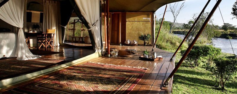 The tents at Ngare Serian are set right on the Mara River.