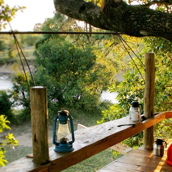The deck at Serian The Nest affords spectacular views over the Mara River.