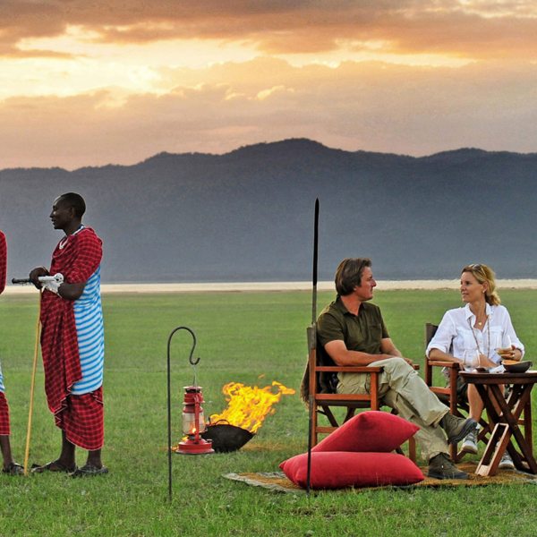 When staying at Chem Chem Lodge you can go for sundowners next to Lake Manyara.