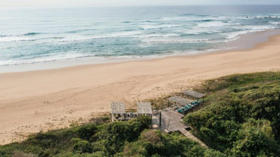 This beach deck at Thonga Beach Lodge has prime sea views.