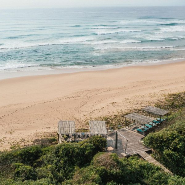 This beach deck at Thonga Beach Lodge has prime sea views.
