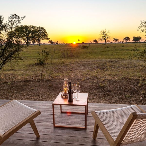 Enjoy the African sunset in all its glory from your tented suite’s deck at Linkwasha Camp.