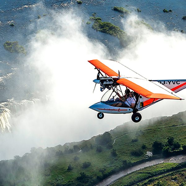 Microlight Victoria Falls | If you prefer the enclosure of an aircraft, you can fly over Victoria Falls in a Bat Hawk instead of a microlight.