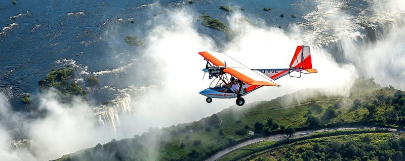 Microlight Victoria Falls | If you prefer the enclosure of an aircraft, you can fly over Victoria Falls in a Bat Hawk instead of a microlight.